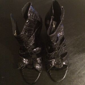 Black Snake skin wedges