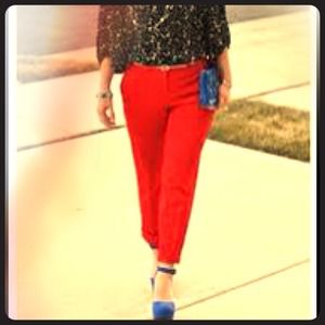 ~SOLD~ Express Red Editor Ankle Trouser