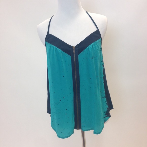 turquoise tank with front zipper