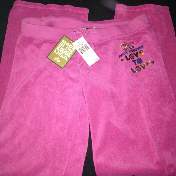 NWT JUICY HOT PINK #22 TERRY LOUNGE PANTS