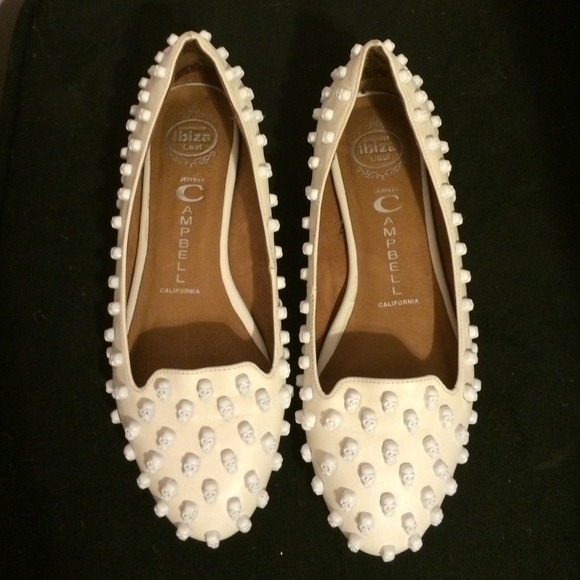 Jeffrey Campbell Shoes - Jeffery campbell white skull flats.