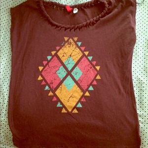 Burgundy H&M Shirt XS with twisted collar design