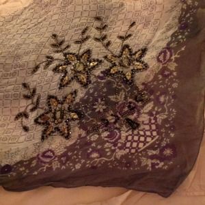 Anthropologie beaded grey scarf