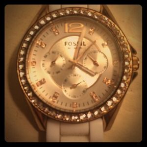 Fossil rose gold and white watch