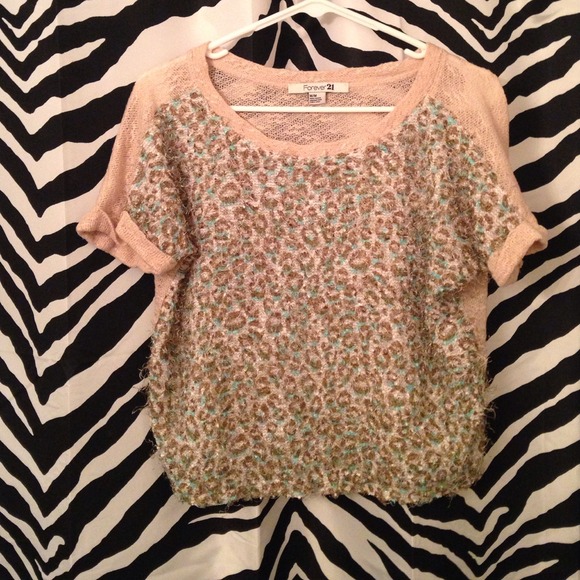 F21 teal and brown cheetah print shirt.
