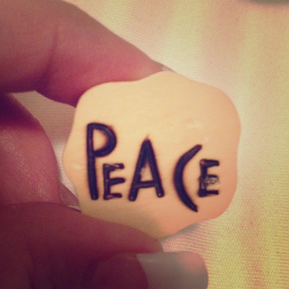 2 Wood Burned Peace Rings