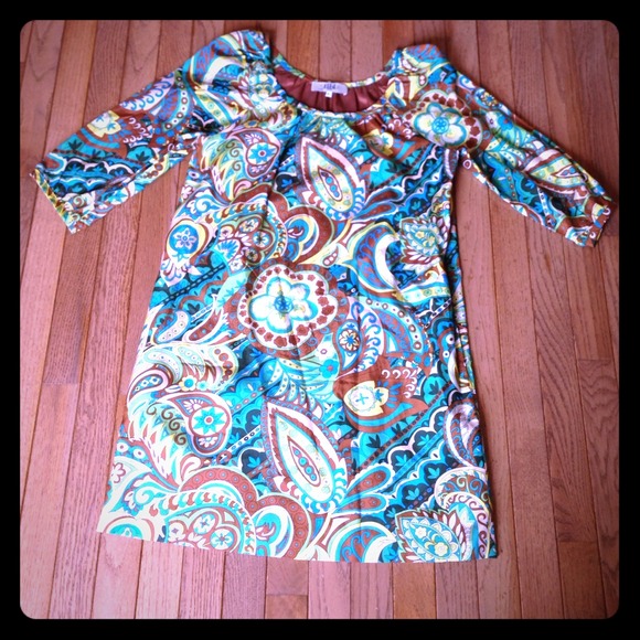 Multicolored 3/4 Sleeve Tibi Dress