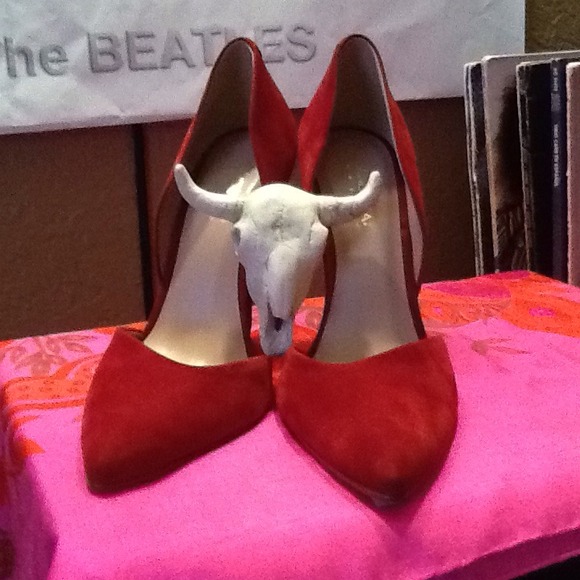 Velvet red heels