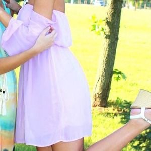 Lavender off the shoulder Tunic Dress