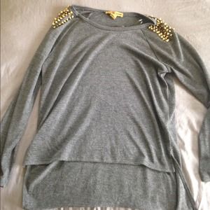Studded shoulder sweater