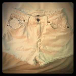 White high waisted crochet lf shorts