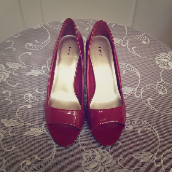 Red Peep-Toe Pumps
