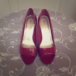Red Peep-Toe Pumps