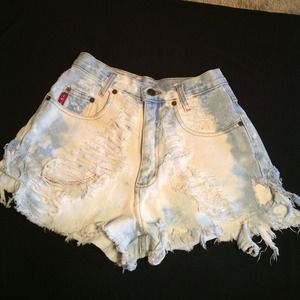 Custom distressed LEI denim shorts