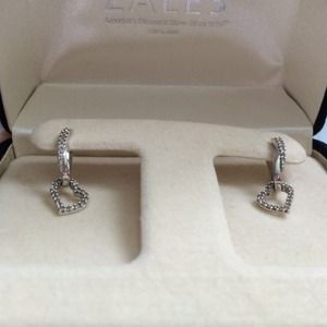 1/4 ct.T.W. Diamond Heart Dangle Hoop Earrings