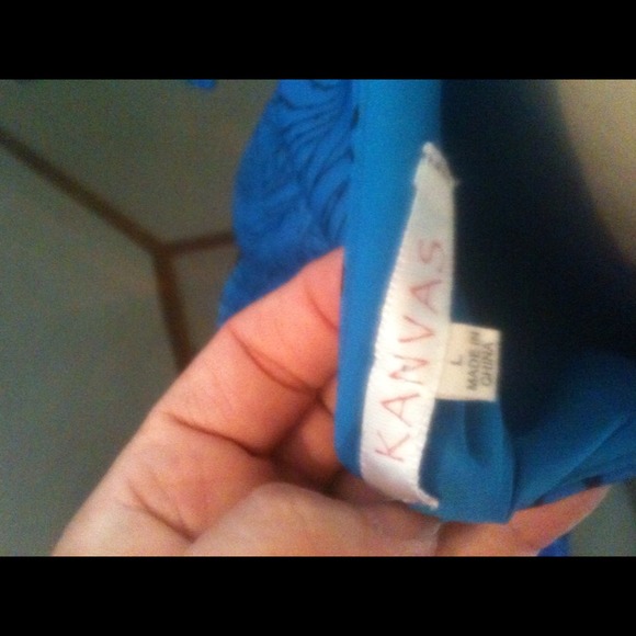 Blue & black 1/2 shoulder dress nwot - Picture 3 of 4