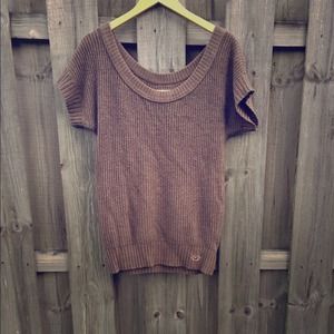 Hollister short sleeve baggy brown sweater