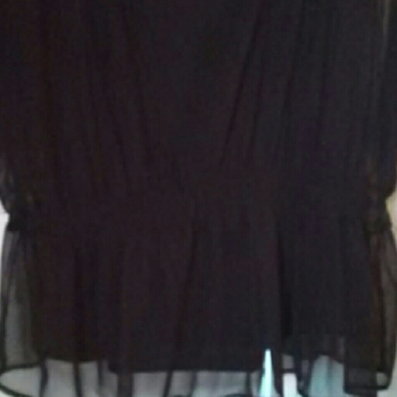 **SOLD**AVENUE Black tank with a sheer overlay - Picture 2 of 2