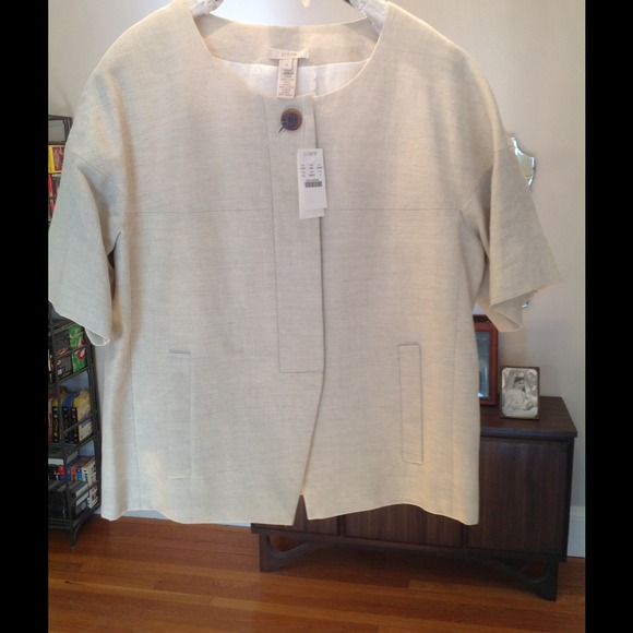 JCrew Beige Short-Sleeve Blazer. Size 8.