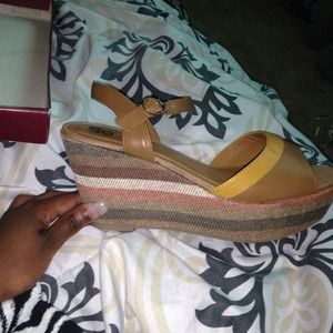 Stripe ankle straps wedges