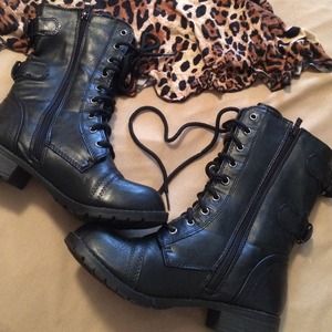 Black lace up combat boots