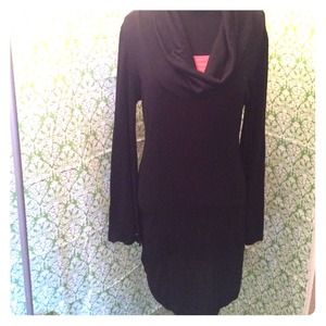 Black cowl neck sweater dress
