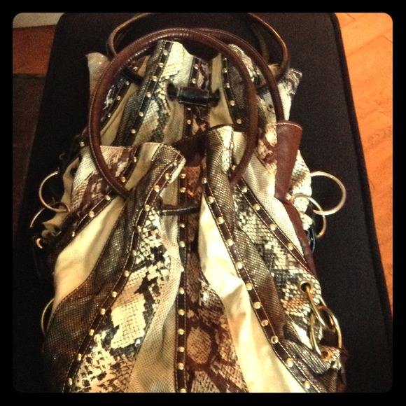 2 purses - Brown and black snake skin purses