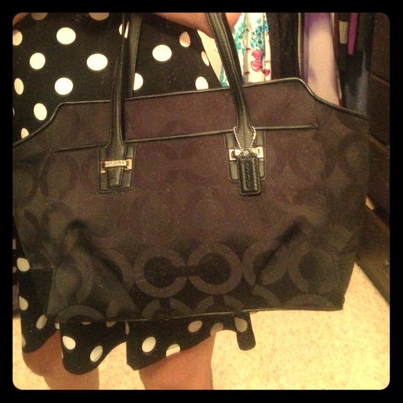 Authentic black Coach large shoulder bag.