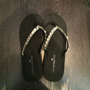 High heeled gem flip flops