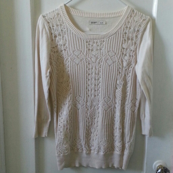 Old Navy Sweaters - Old Navy Off-White Crochet Sweater