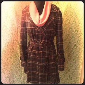 Fashionable pink/gray pea coat