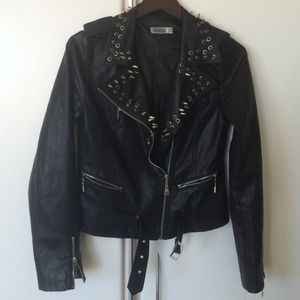 Spiked Faux Leather Jacket
