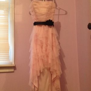 Pink strapless high-low dress