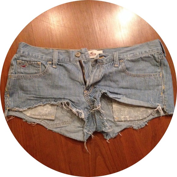 Hollister denim stripe cutoff shorts