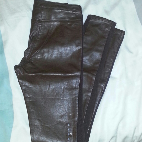 h&m faux leather pants