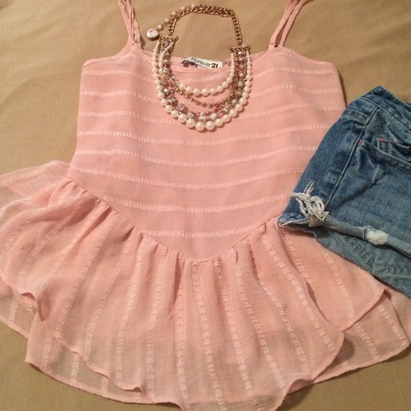 Flowy pink spaghetti strap top