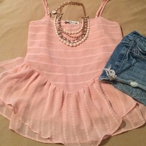 Flowy pink spaghetti strap top