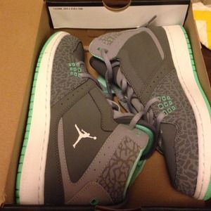 Gray & Mint Green Jordan's