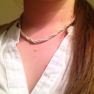 Woven rope necklace in silver