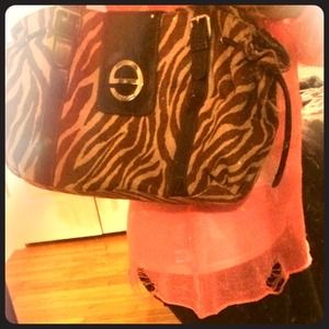 Zebra suede tote bag purse