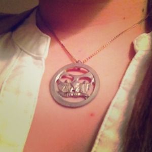 Bohemian owl necklace in pewter