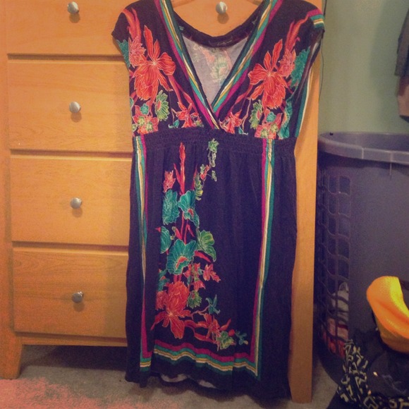 Black flower patterned dress