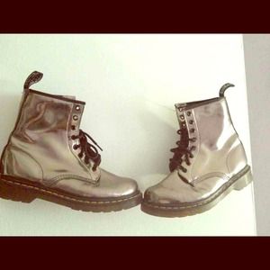 Silver dr. Martens boots