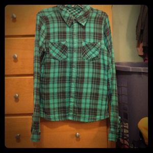 Pac Sun teal flannel button up