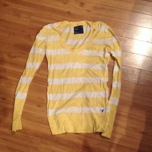 Yellow striped American eagle sweater