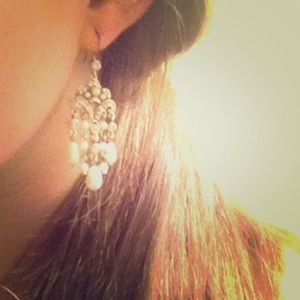 Vintage inspired pearl and diamond earrings