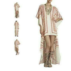 BCBG Cristen Printed high-low hem poncho dress