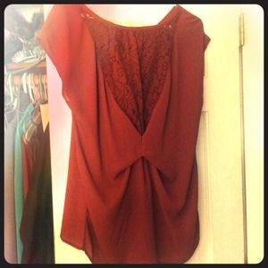 Draped lace back blouse
