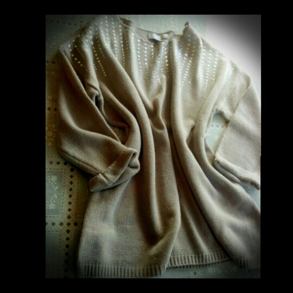 SOLD!! Taupe Studded Sweater::NWOT - Picture 2 of 3