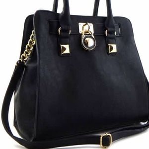2-Way Handbag with Lock(Black)